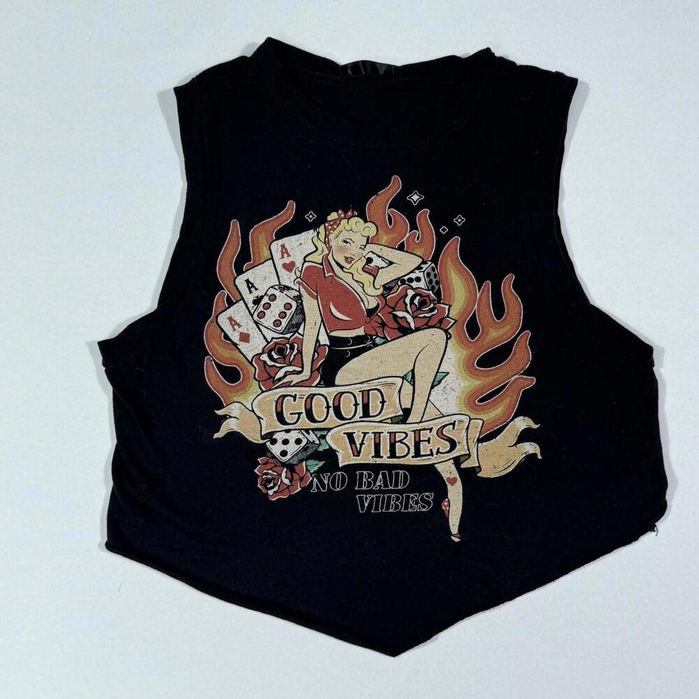 G-Mini USA Good Vibes Pinup T-Shirt Black Sleeveless / Small